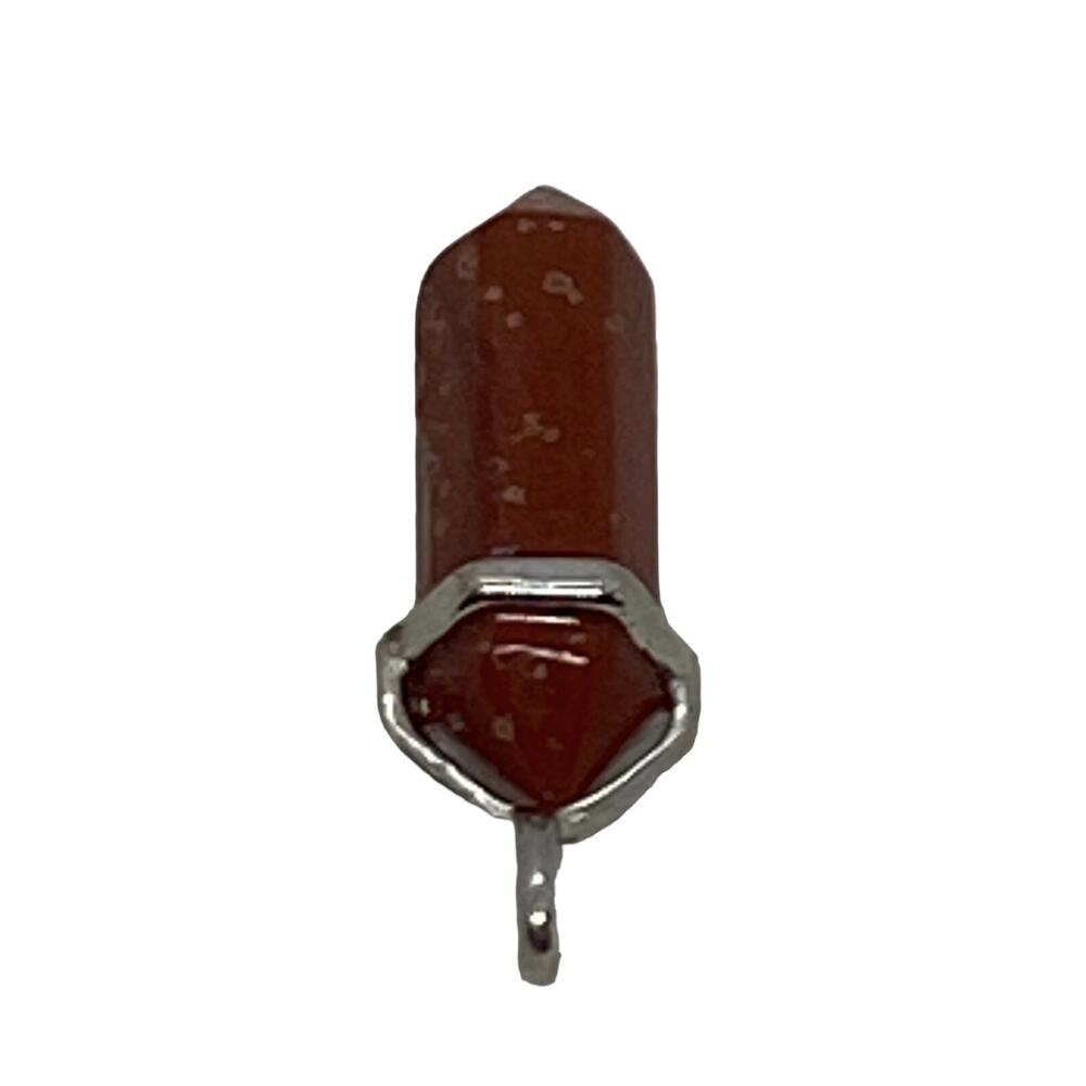Crystal Quartz Gold Sand Pendant 1.75” Double Terminated Hexagonal Point Silver - Picture 8 of 16